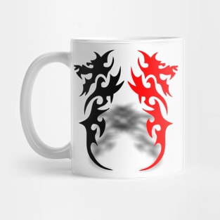 red and black tattoo art design Mug